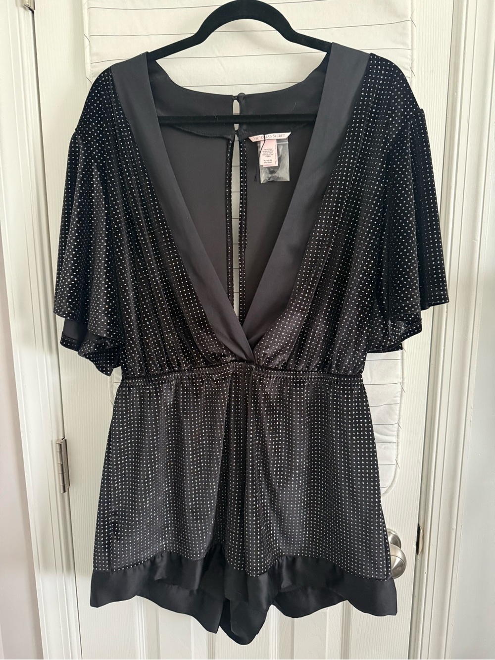 Victoria's Secret Black Short Romper with Silver Dot Detail